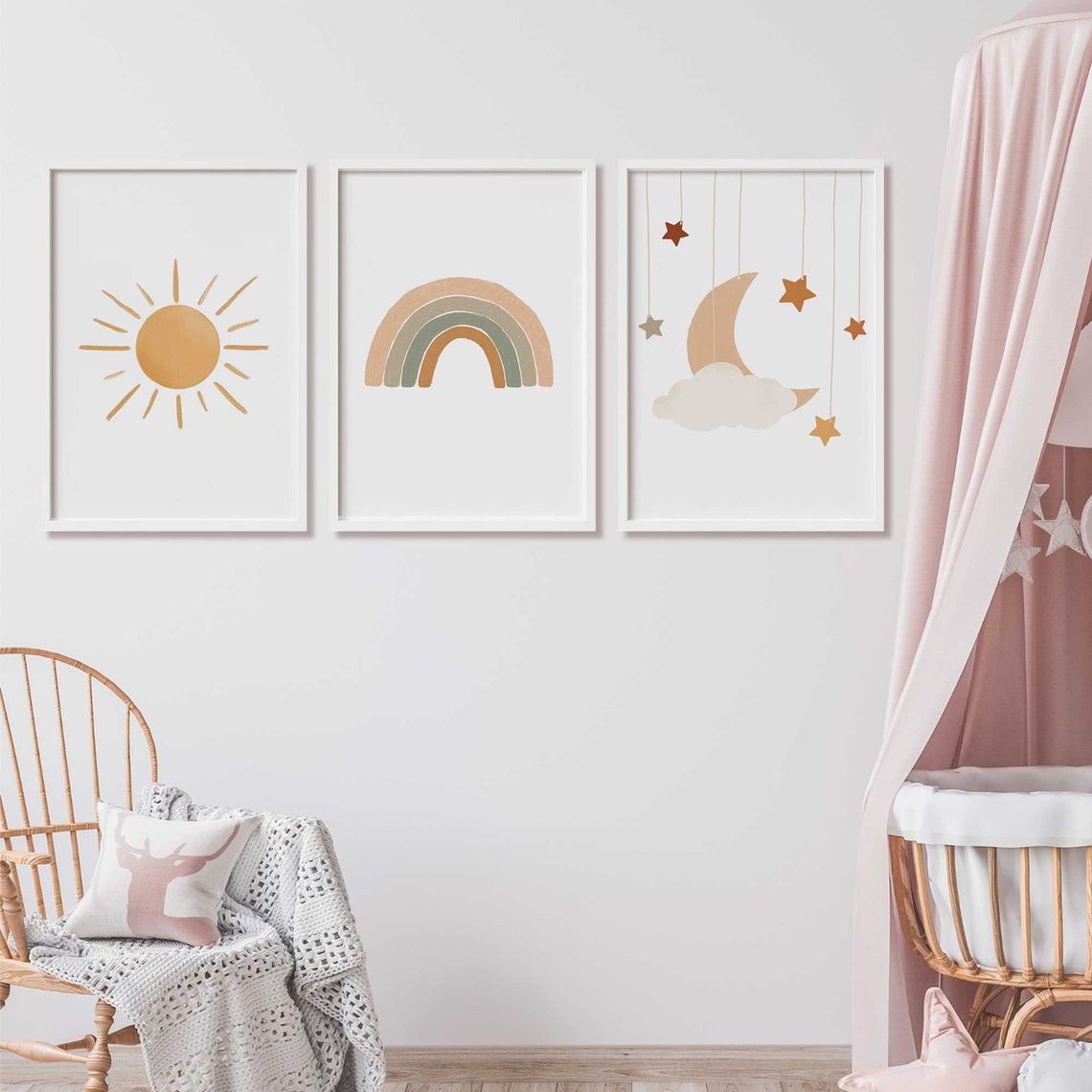 Boho Rainbow Nursery Wall Art Set Printable Wall Art You Are - Etsy