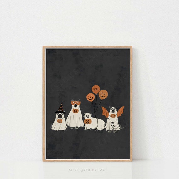 Halloween Dogs Art Print Digital Download Printable Wall - Etsy