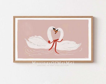 Valentine's Samsung Frame Tv Art, Easter Tv Art, Romantic Swans Tv Art, Art for TV, Vintage Frame Art Tv, Farmhouse Decor Frame Tv Art