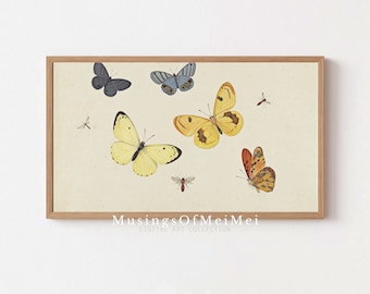 Vintage Butterfly Painting, Samsung Frame TV Art (Digital Download)