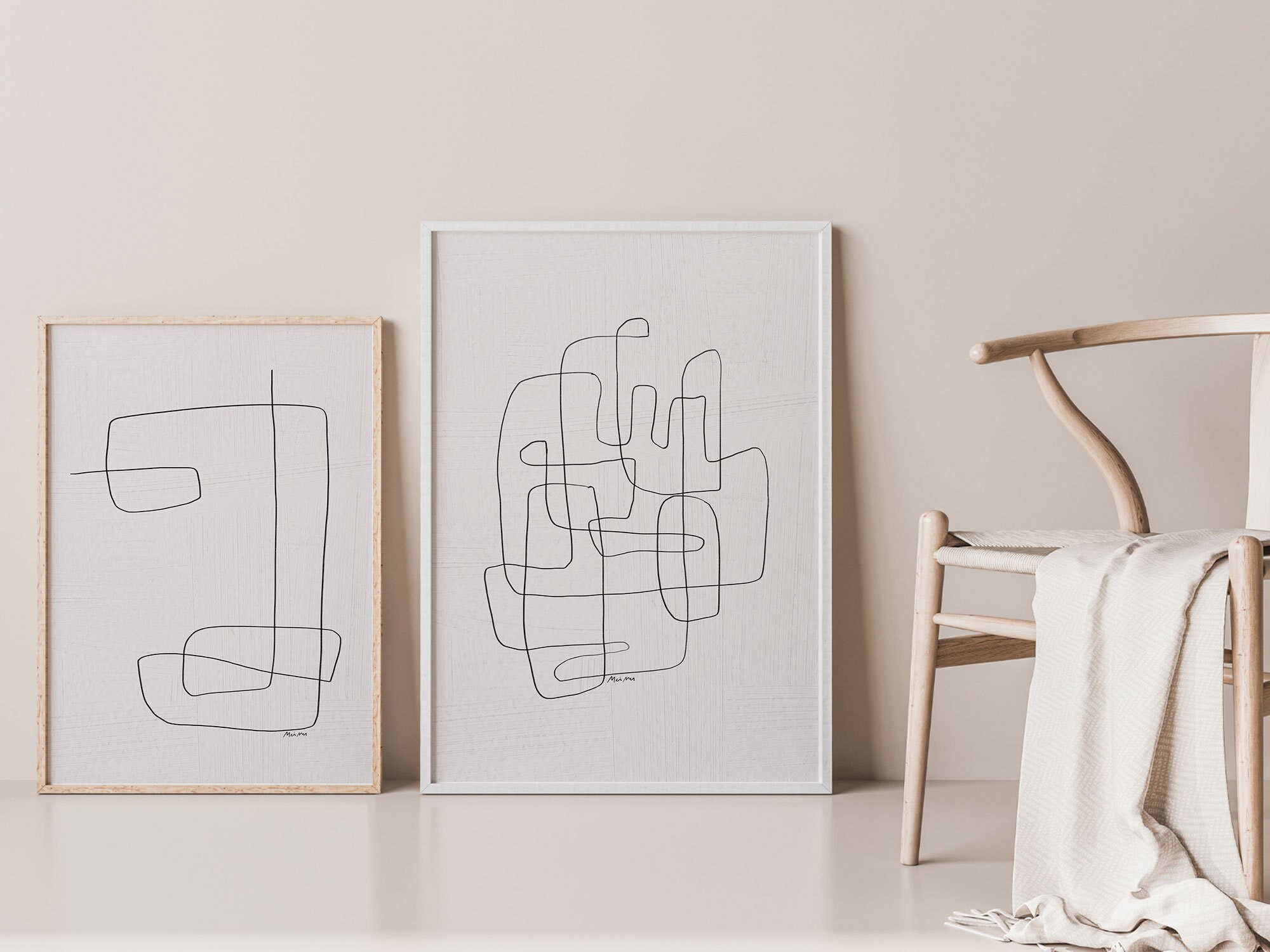 Line Art Abstract Art Abstract Wall Art Art Prints Set of Etsy