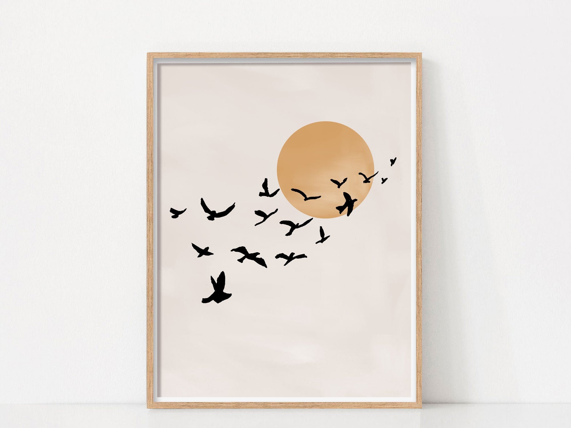 Sunset Birds Print, Modern Nature Wall Art (digital Download) - Etsy