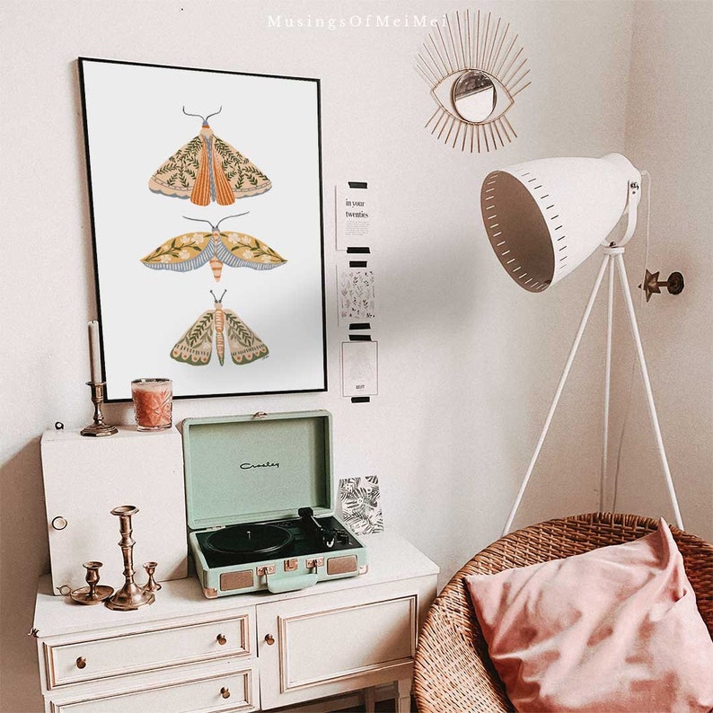 Moth Print, Printable Wall Art, Spring Wall Decor, Floral Wall Art, Boho Prints, Instant Download, Easter Printables, Butterfly Wall Art image 8