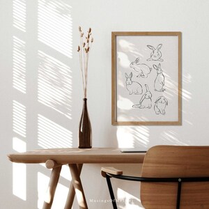Påskhare-tryck, utskrivbar väggkonst, minimalistisk påskdekor, påskväggkonst, påskhare, vintage påsktryck, digital nedladdning bild 5