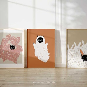 Cat Gallery Wall Art Set of 16, Black Cat Wall Art, Cat Wall Decor ...