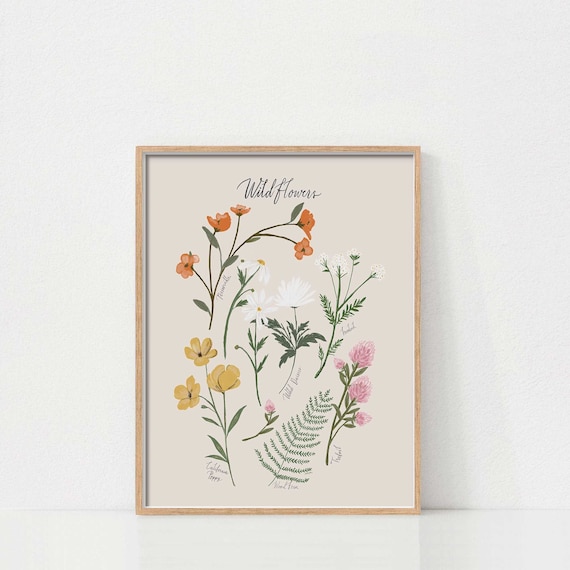 Spring Botanical Gallery Wall Printables Wildflowers Wall Art Spring Poster Botanical Art Prints - Etsy