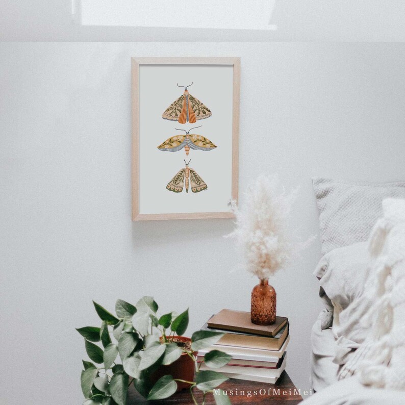 Moth Print, Printable Wall Art, Spring Wall Decor, Floral Wall Art, Boho Prints, Instant Download, Easter Printables, Butterfly Wall Art image 10