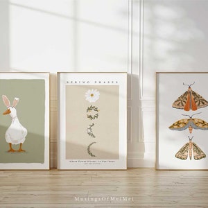 Moth Print, Printable Wall Art, Spring Wall Decor, Floral Wall Art, Boho Prints, Instant Download, Easter Printables, Butterfly Wall Art image 3