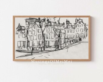 Vintage Architecture Sketch, Samsung Frame TV Art (Digital Download)