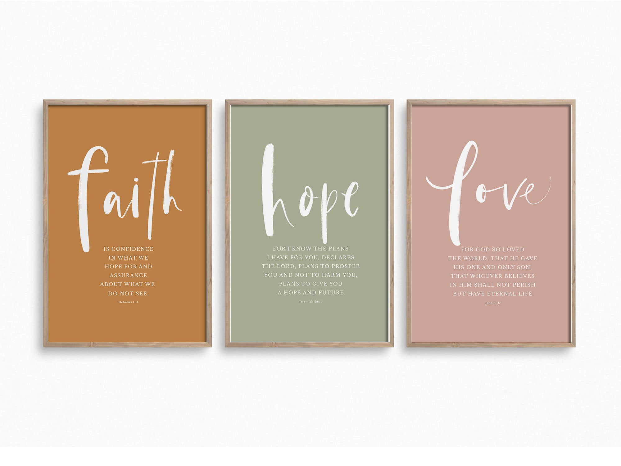 Faith Hope Love Bible Verse Wall Art Set of 3 Prints Gallery - Etsy ...