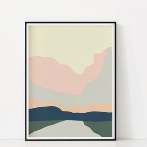 Abstract Landscape Printable Art, Minimalist Mountain Digital Print, Nordic Scenery Poster, Modern Scandinavian Wall Art, Pastel Color Print image 7