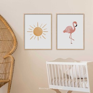 Flamingo Nursery Wall Art, Nursery Animal Print, Printable Wall Art, Tropical Nursery Decor, Classroom Posters, Playroom Print, Homeschool image 7