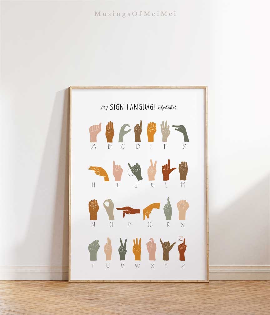 American Sign Language Print, Alphabet Sign Language Poster, Printable ...