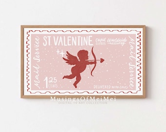 Valentine Cupid Samsung Frame Tv Art, Valentine's Day Tv Art, Art for TV, Vintage Frame Art Tv, Romantic Valentine's Tv Art, Pink Red Tv Art