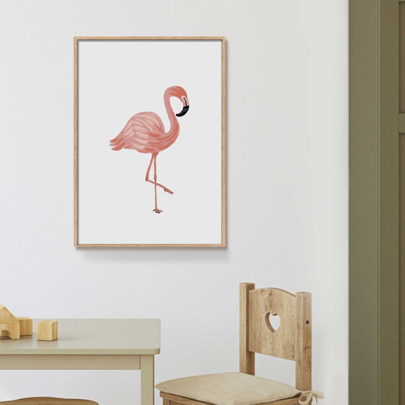 Flamingo Nursery Wall Art, Nursery Animal Print, Printable Wall Art, Tropical Nursery Decor, Classroom Posters, Playroom Print, Homeschool image 6