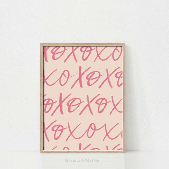 XOXO Print, Printable Wall Art, Pink Wall Art, Girls Valentine Room decor, Valentine Mantel Decor, Pink Nursery Print, Valentine's Day Print