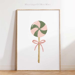 Sweet Playful Lollipop Print for Nursery Decor, Pastel Candy Wall Art, Kids Room Printable Art, Girly Room Decor, Whimsical Kids Playroom