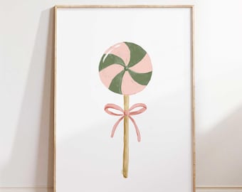Sweet Playful Lollipop Print for Nursery Decor, Pastel Candy Wall Art, Kids Room Printable Art, Girly Room Decor, Whimsical Kids Playroom