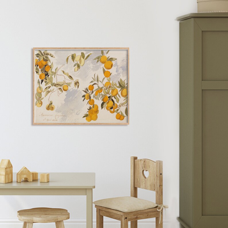 Vintage Kitchen Print, Orange Lemon Tree, Digital Download, Antique Art ...