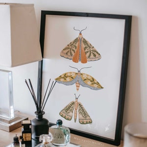 Moth Print, Printable Wall Art, Spring Wall Decor, Floral Wall Art, Boho Prints, Instant Download, Easter Printables, Butterfly Wall Art image 4