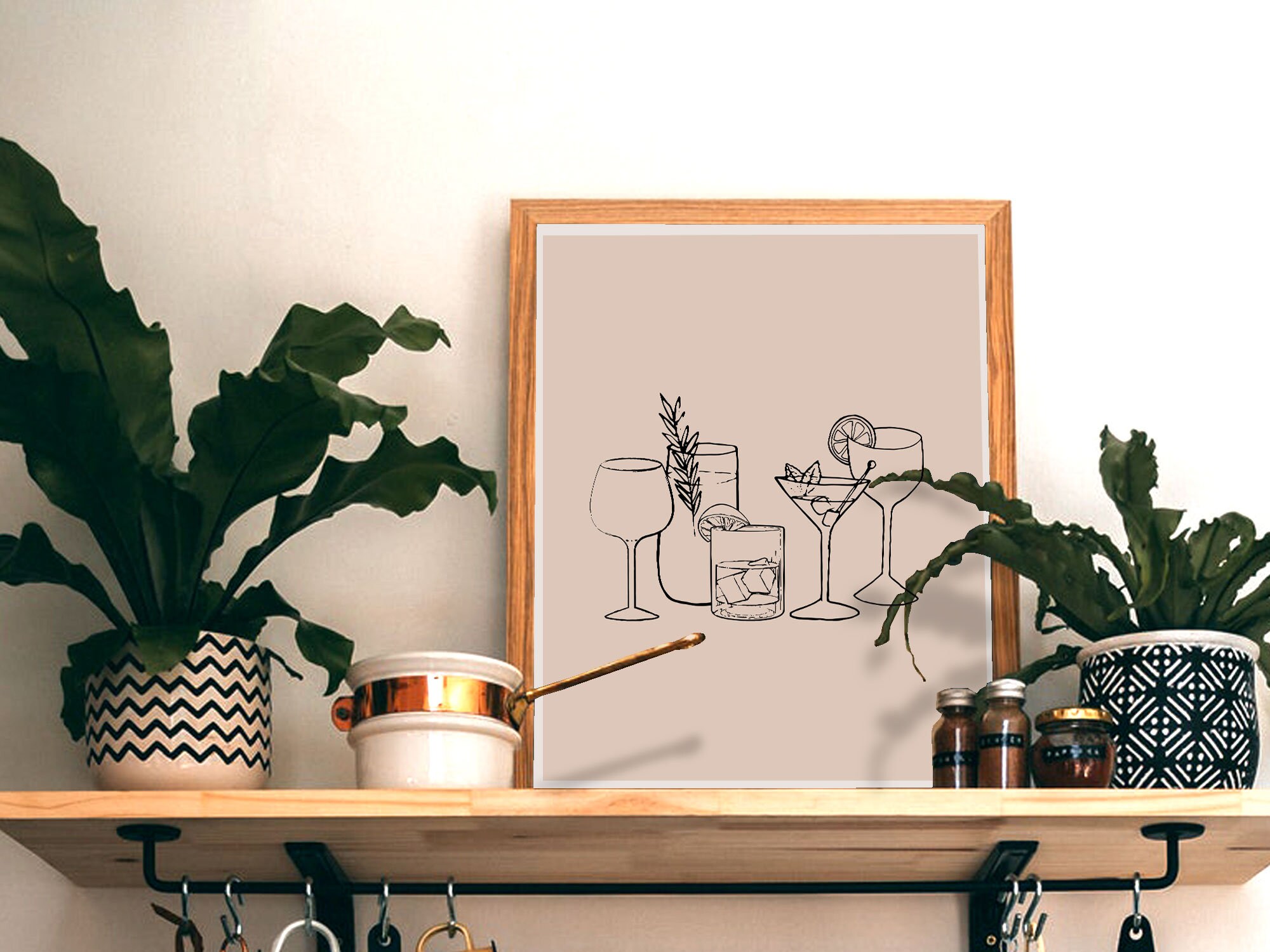 Bar Cart Art Printable Drinks Poster Line Art Cocktail Etsy