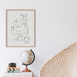 Påskhare-tryck, utskrivbar väggkonst, minimalistisk påskdekor, påskväggkonst, påskhare, vintage påsktryck, digital nedladdning bild 8