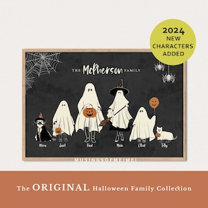 Custom Family Print, Halloween Family Portrait, Personalized Family Print, Personalized Gift, Halloween Ghost Family Portrait