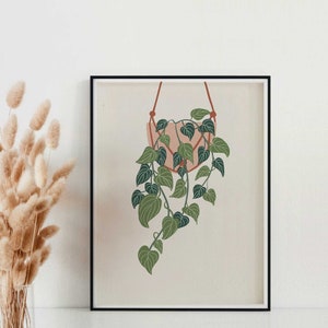 Plant Art Print for House Plant Lovers, Plant Poster, Plant Print, Boho Prints, Boho Wall Art, Printable Wall Art, Earth Tone Wall Art image 5