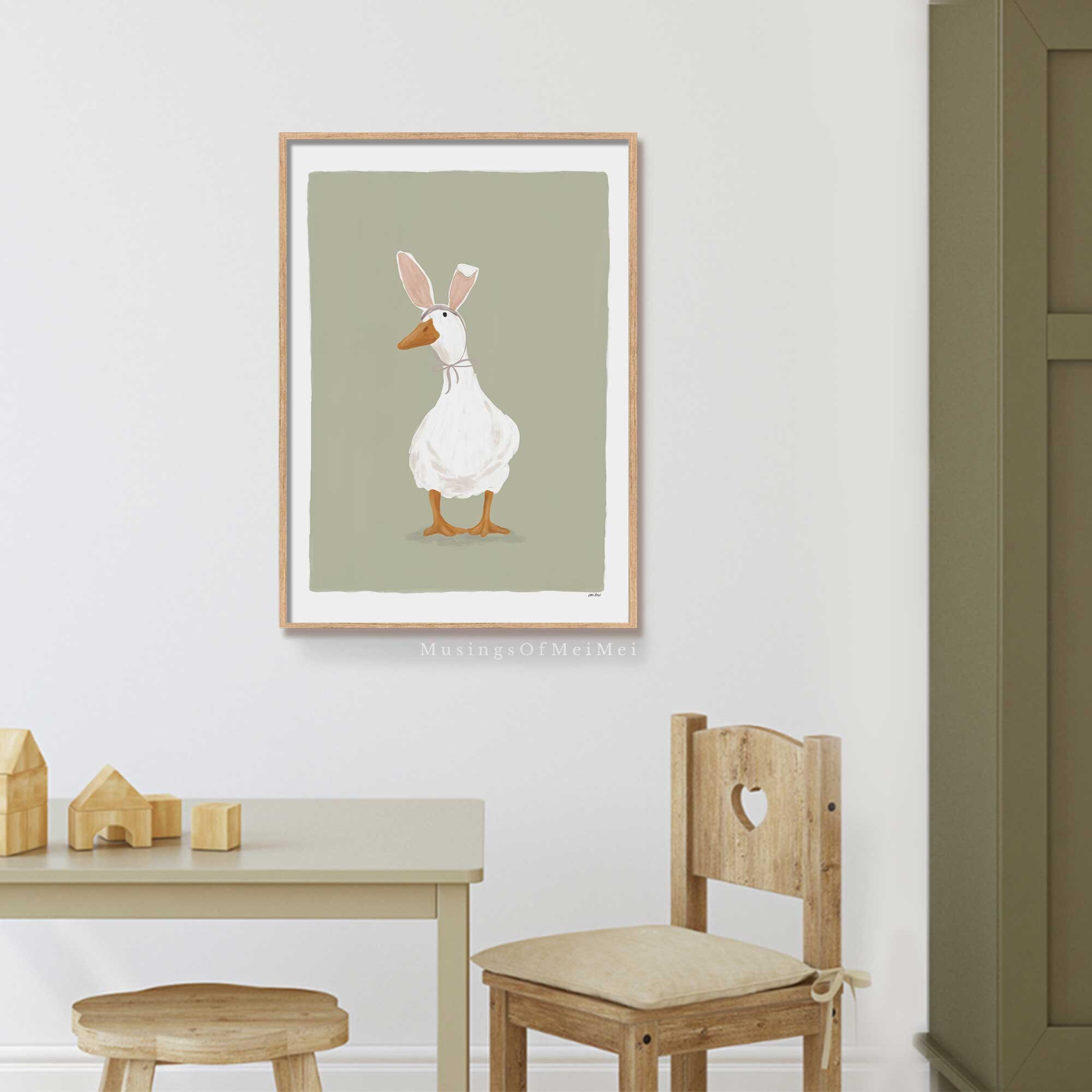 Cute Goose Nursery Wall Art Printable, Cute Animal Art Print for Kids ...