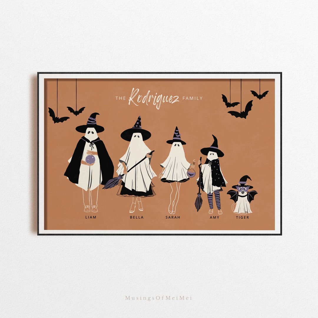Halloween Family Portrait Personalized Halloween Sign Witch Family halloween-family-portrait-personalized-halloween-sign-witch-family