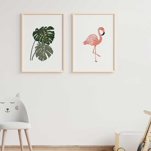 Flamingo Nursery Wall Art, Nursery Animal Print, Printable Wall Art, Tropical Nursery Decor, Classroom Posters, Playroom Print, Homeschool image 9