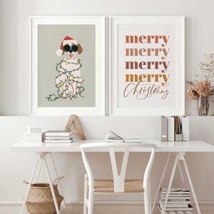 Christmas Dog Art Print, Dog Lover Christmas Print, Christmas Printables, Beagle Dog Art, Holiday Decor, Christmas Pet Art Print, Printables image 4