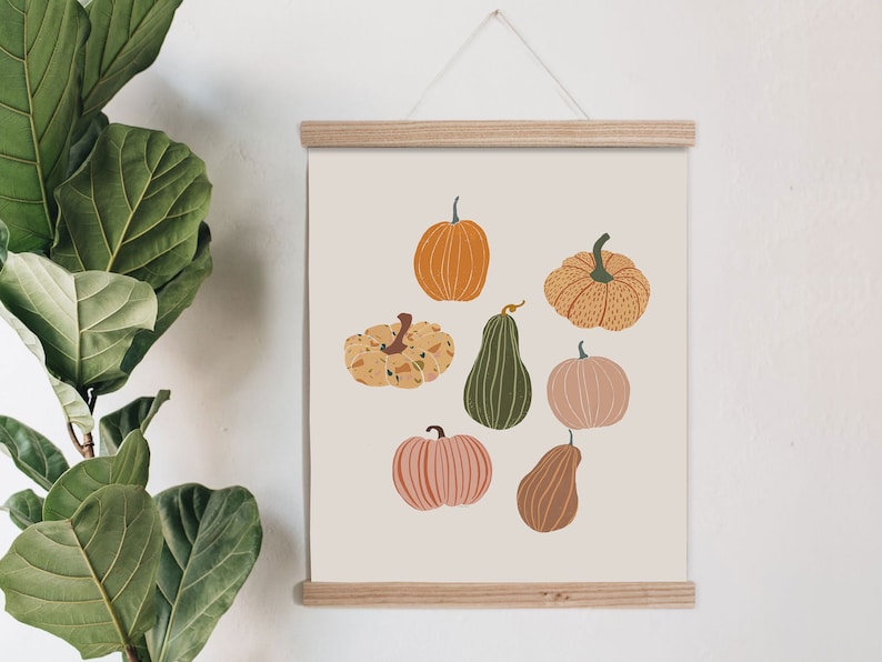 Autumn Pumpkin Wall Art, Autumn Art, Boho Prints, Printable Wall Art, Halloween Pumpkin Print, Fall Pumpkin Print, Cute Pumpkin Wall Art image 4