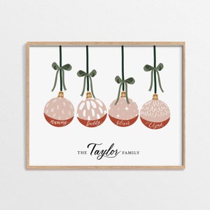 Personalised Christmas Family Print, Christmas Tree Ornaments Family Print, Christmas Printables, Christmas Decor, Holiday Decor, Downloads