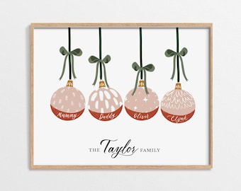 Personalised Christmas Family Print, Christmas Tree Ornaments Family Print, Christmas Printables, Christmas Decor, Holiday Decor, Downloads