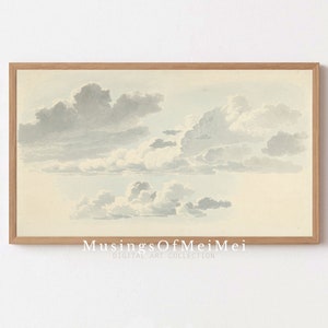 Samsung Frame Tv Art, Vintage Clouds DIGITAL Painting, Digital Art for Frame Tv, Watercolor Clouds Vintage Tv Art, Digital Download Tv Art