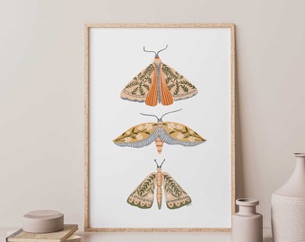 Moth Print, Printable Wall Art, Spring Wall Decor, Floral Wall Art, Boho Prints, Instant Download, Easter Printables, Butterfly Wall Art