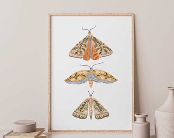 Moth Print, Printable Wall Art, Spring Wall Decor, Floral Wall Art, Boho Prints, Instant Download, Easter Printables, Butterfly Wall Art