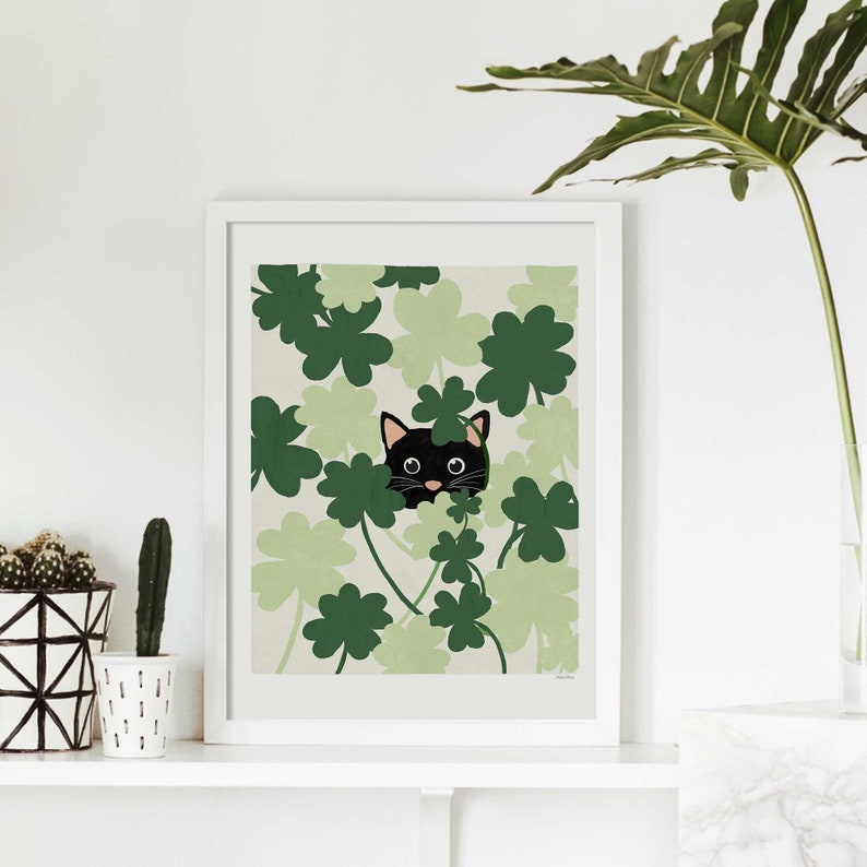 St Patricks Day Decor, PeekaBoo Cat Print, St Patricks Day Printables, Printable Wall Art, St Patricks Art, Digital Download, Cat Lover Art image 6