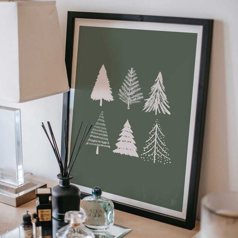 Christmas Tree Art Print, Christmas Wall Art, Neutral Christmas Art, Holiday Decor, Minimalist Christmas Art, Christmas Printables, Digital image 7