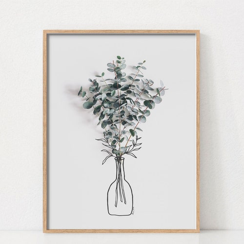 Art mural eucalyptus, affiche d'eucalyptus, téléchargement numérique, art mural imprimable, impression d'eucalyptus, décoration de ferme, art mural botanique, minimal