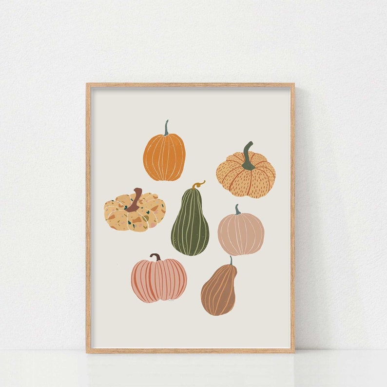 Autumn Pumpkin Wall Art, Autumn Art, Boho Prints, Printable Wall Art, Halloween Pumpkin Print, Fall Pumpkin Print, Cute Pumpkin Wall Art image 1