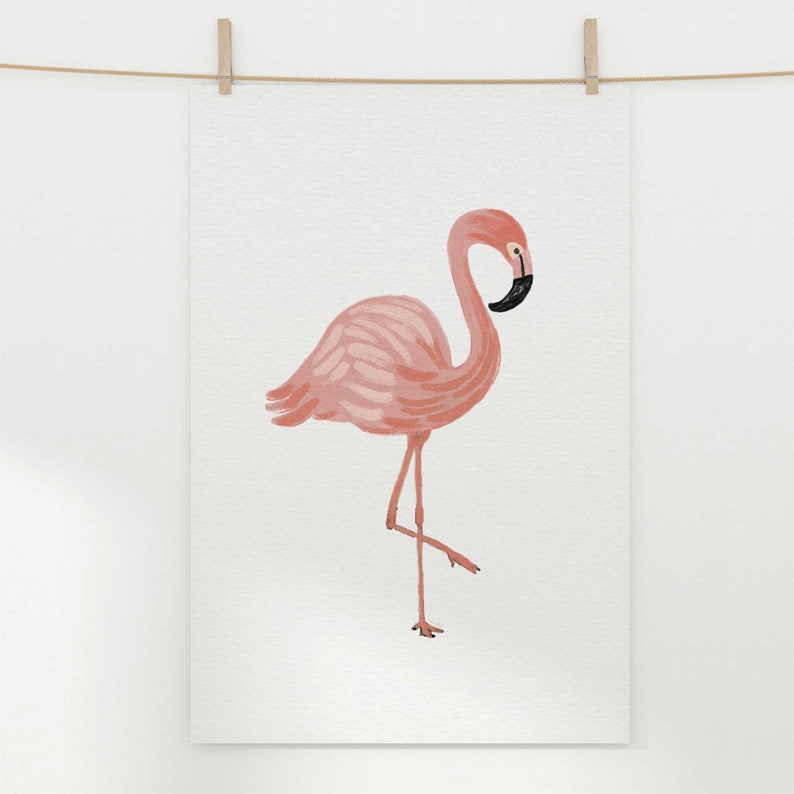 Flamingo Nursery Wall Art, Nursery Animal Print, Printable Wall Art, Tropical Nursery Decor, Classroom Posters, Playroom Print, Homeschool image 5