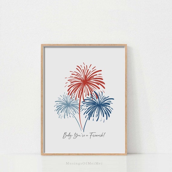 4th of July Wall Art Fourth of July Fireworks Art Printable | Etsy