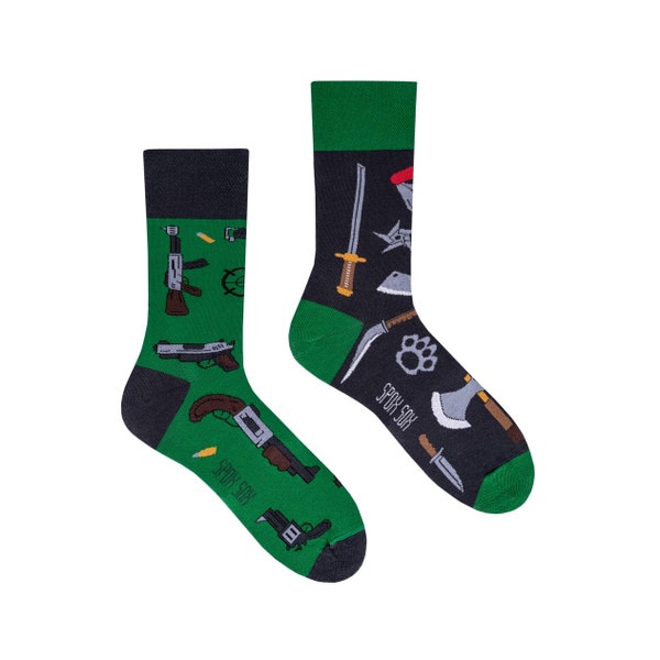 Waffen & Messer Socken | Waffensocken | Militärsocken | Schusswaffen Socken |Bunte Socken | Cool Socken | Lustige Socken | Spox Sox