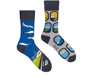 Airplanes | men socks | colorful socks | cool socks | mismatched socks | crazy socks | patterned socks | funny, funky socks | airport