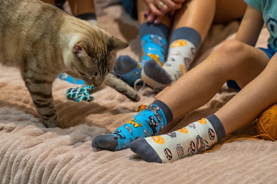 Gato calcetines para niños gatos calcetines no coincidentes