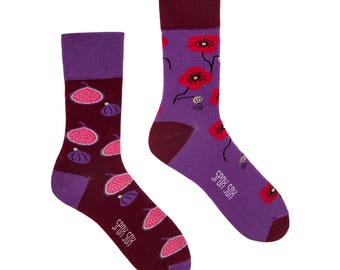 Crazy Fig & Poppy Seed mismatched socks | men socks | colorful socks | cool socks | womens socks | crazy socks | patterned casual socks