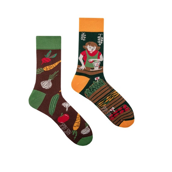 Vegetable Market Socks Vege Socks Vegan Socks Mismatched Socks
