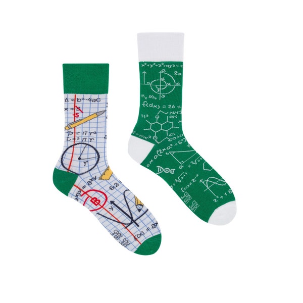 Back 2 School Socken | zurück zur Schule | Mathe | Chemie | Lehrer Socken | Bunte Socken | Cool Socken | Lustige Socken | Spox Sox